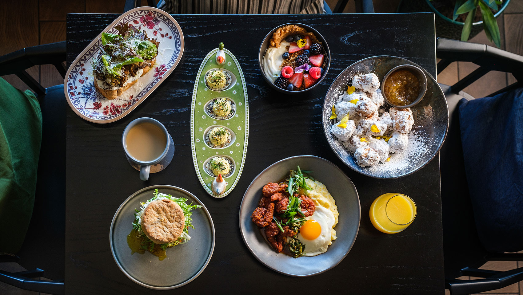 aerial view of food spread at Henley