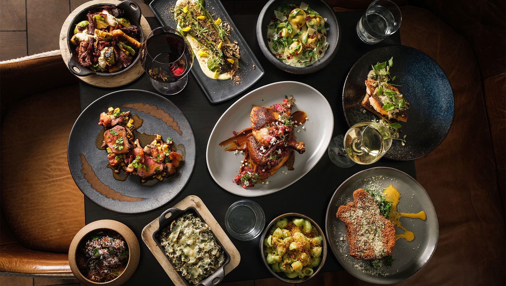 aerial view of food spread at Henley