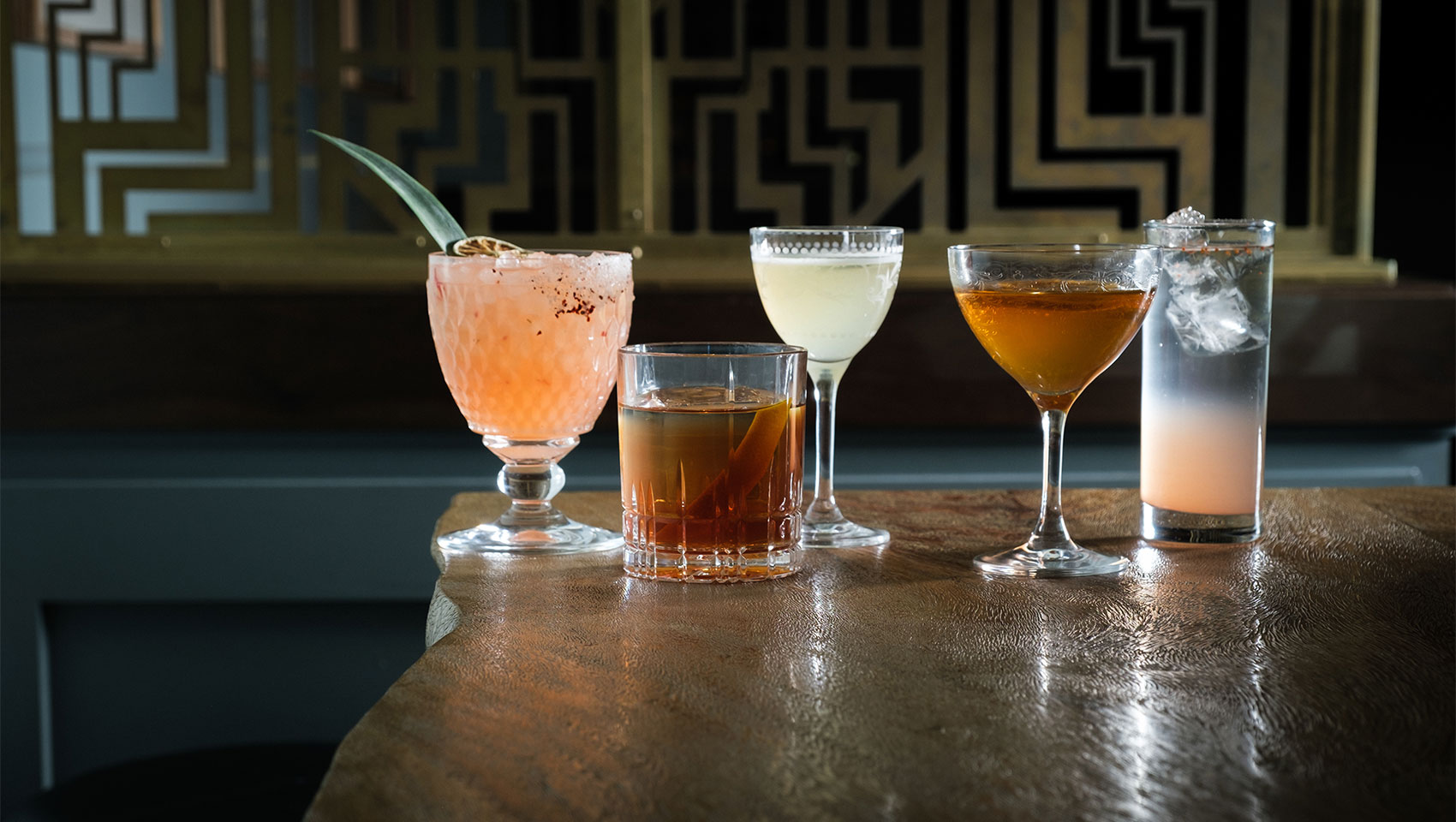 lineup of cocktails at Henley