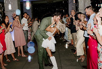 Bride and Groom Reception kiss and dip